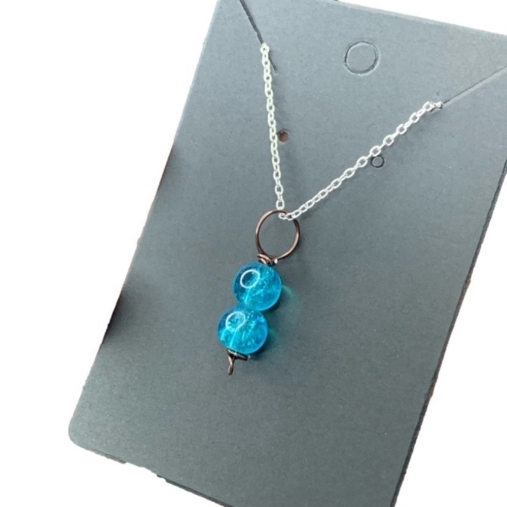Blue glass silver necklace